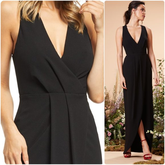 DRESS THE POPULATION Ariel Racerback Faux Wrap - Picture 2 of 8